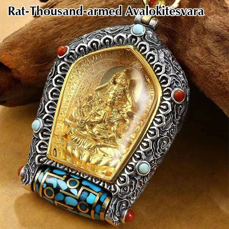 Chinese Zodiac Natal Buddha Thangka Prosperity Rotatable Dzi Bead Necklace Pendant from Luck Muse Shop - Image 2