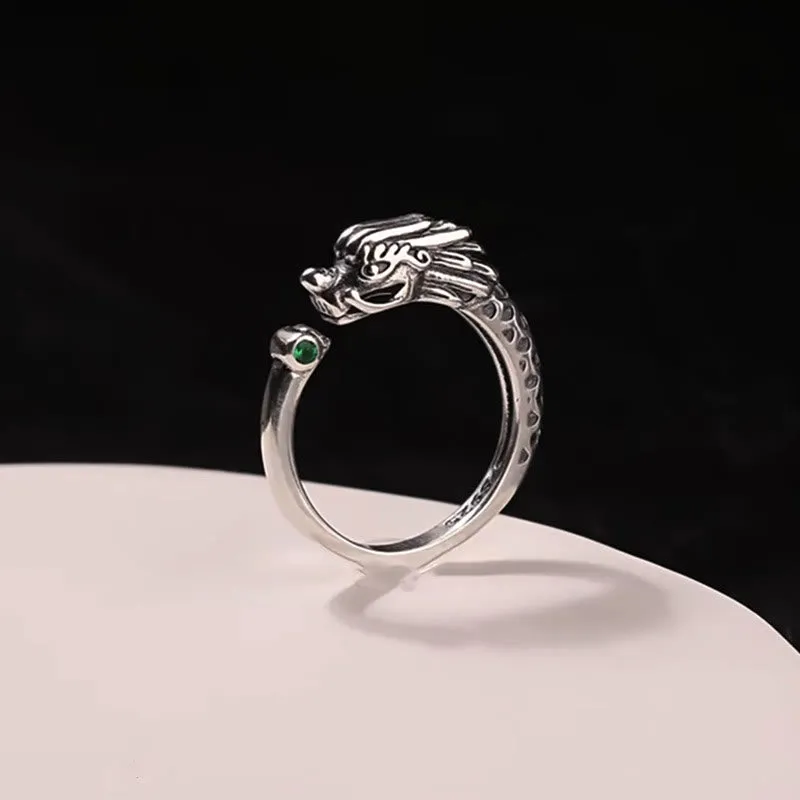 Luck Muse Vintage Dragon Adjustable Ring for Success and Strength