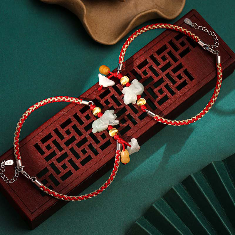 Luck Muse Chinese Zodiac Jade Prosperity Red String Bracelet