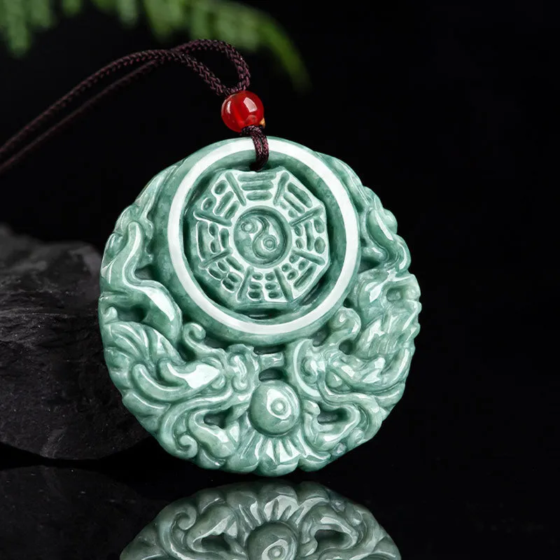 Dragon Jade Yin Yang Balance Necklace with String Pendant - Image 5