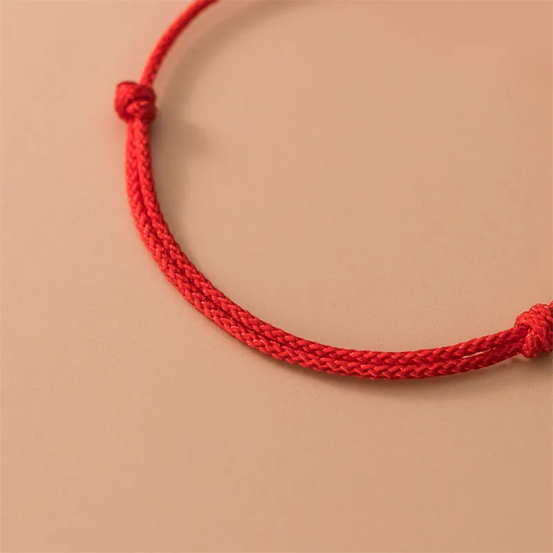 Luck Muse 925 Sterling Silver Lucky Four Leaf Clover Red Rope Bracelet - Image 4