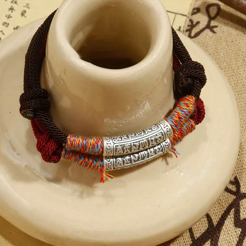 Luck Muse Sterling Silver Om Mani Padme Hum Protection Bracelet - Image 9