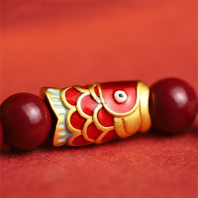 Lucky Koi Fish Blessing Bracelet with Natural Cinnabar and Hetian Jade Beads by Luck Muse Shop - Image 6