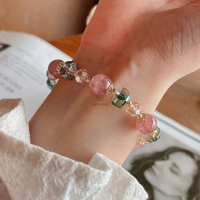 Natural Strawberry Quartz Crystal Bracelet - Image 11