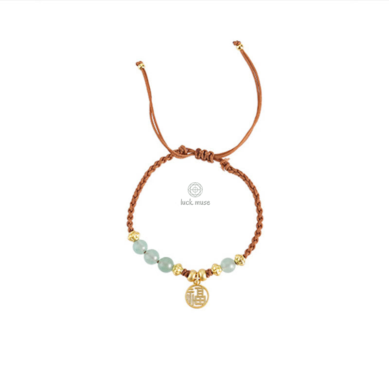 Buddha Jade Beads Blessing Bracelet with Fu Character Rope - Image 10