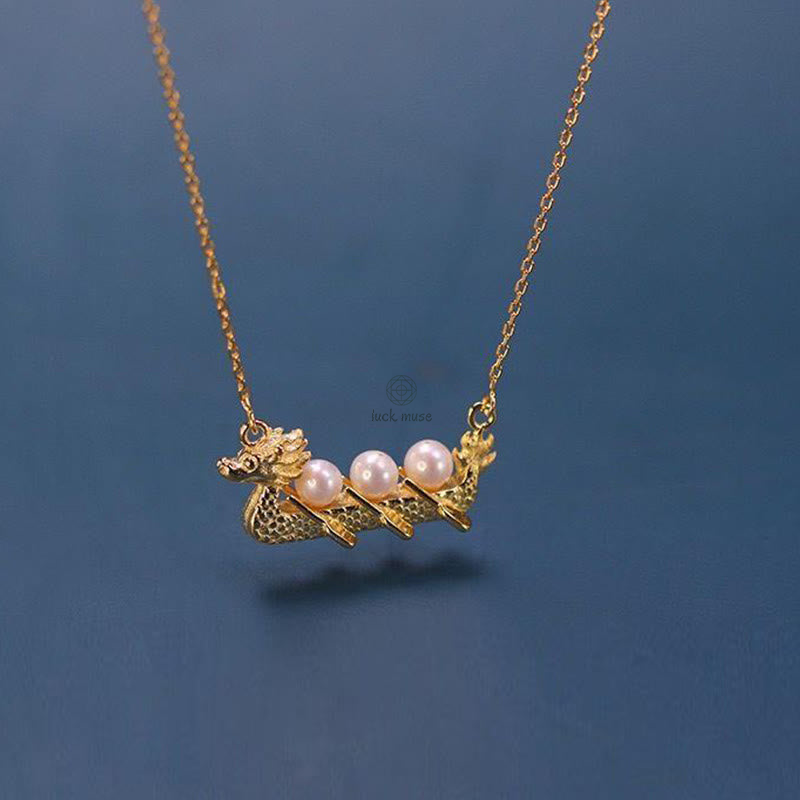 Dragon Pattern Healing Bead Necklace featuring Luck Muse and Pearl - Image 6