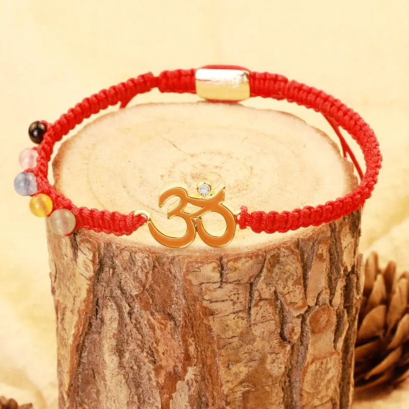 Tibetan Handmade OM Mindfulness Red String Bracelet by Luck Muse Shop - Image 5