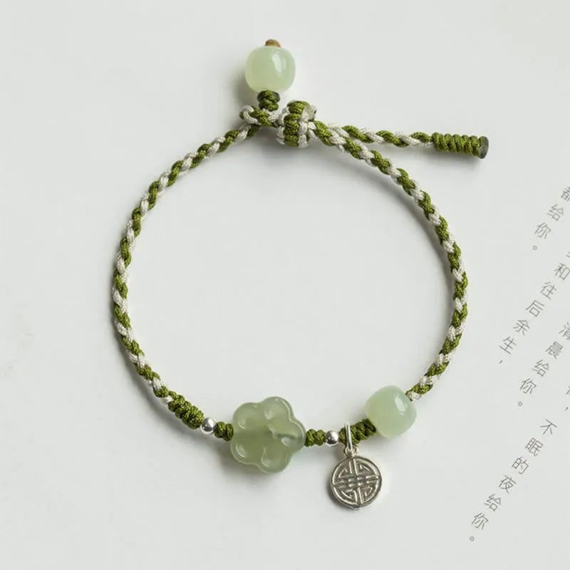 Handmade Plum Blossom Flower Jade Bracelet for Luck and Prosperity - Image 2