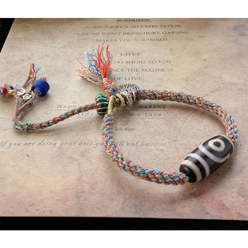 Tibetan 925 Sterling Silver Om Mani Padme Hum Handmade Dzi Bead Protection Bracelet - Image 13