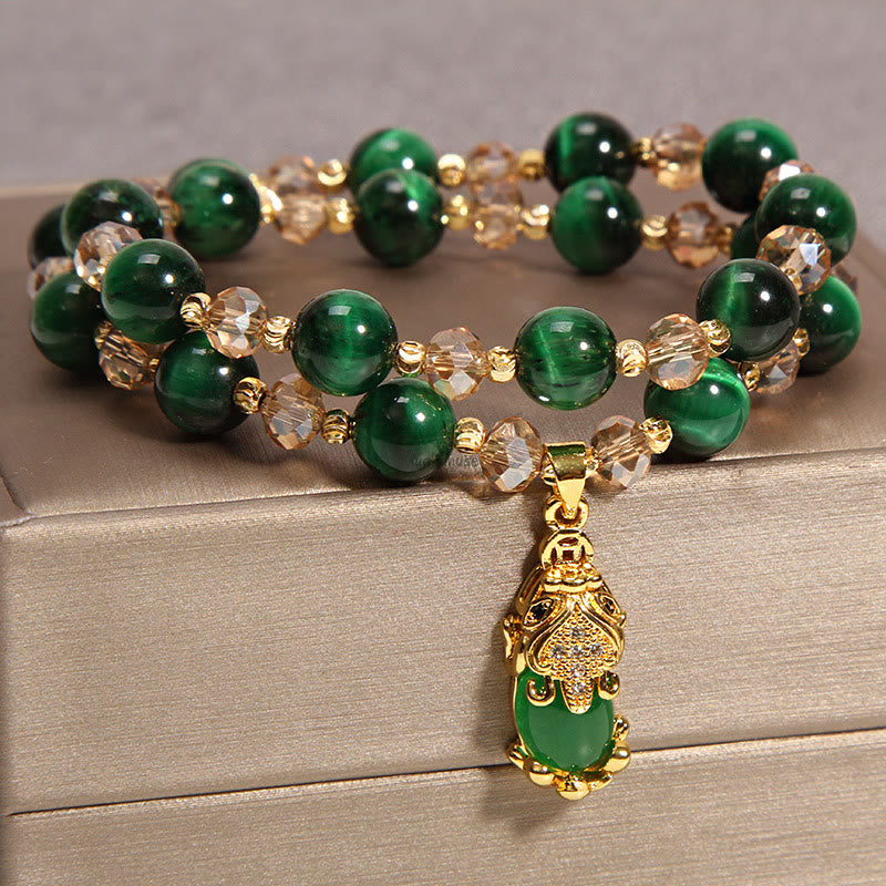Tiger Eye Pixiu Fox Protection Double Wrap Bracelet - Image 10