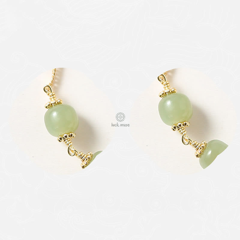 Luck Muse 14K Gold Plated Hetian Jade Rose Flower Luck Chain Bracelet - Image 9