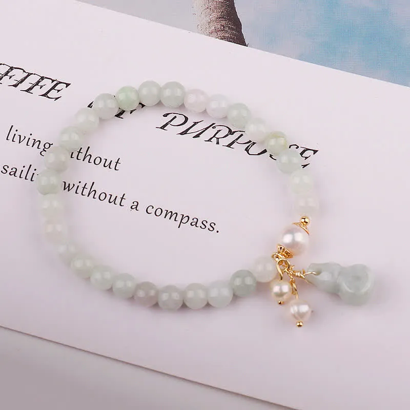 Natural Jade Pearl Gourd Prosperity Luck Bracelet by Luck Muse Shop - Image 2