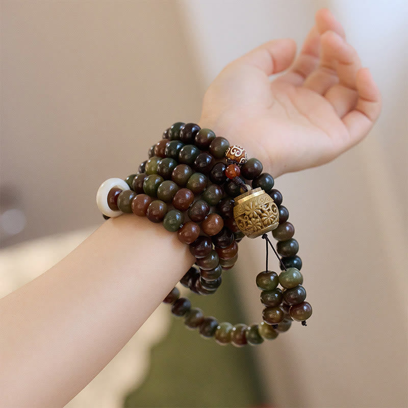 Bodhi Seed Dzi Mala Beads Bracelet - Dunhuang Color, Protect Against Evil Spirits - Image 8