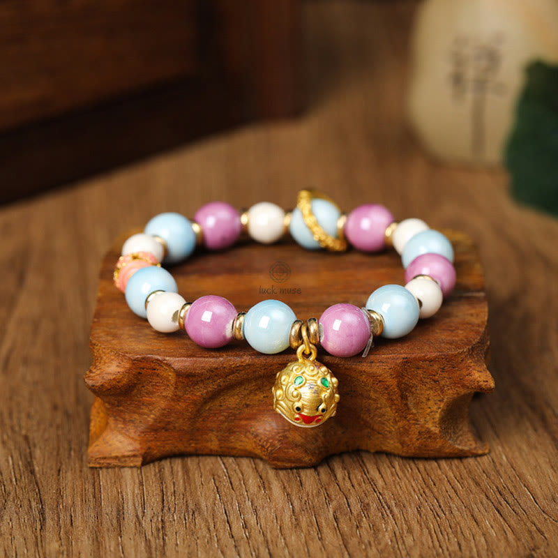 Tibetan Wealth Goddess Protection Bracelet with Liuli Glass Beads - Image 5