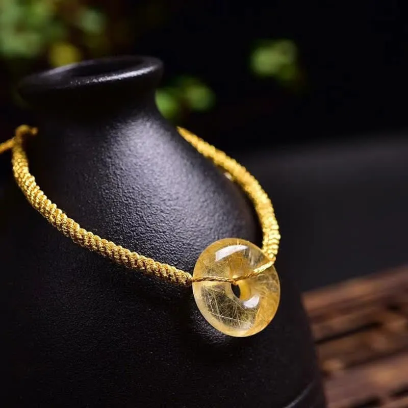 Round Citrine Peace Braided Bracelet with Buckle - Image 5