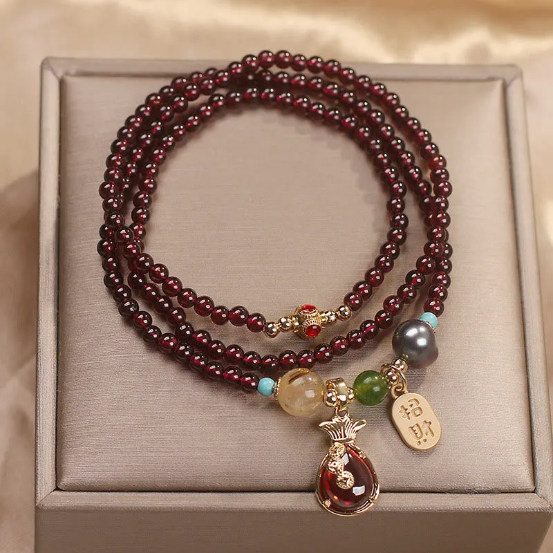 Luck Muse Garnet Jade Coin Wealth Protection Bracelet - Image 3
