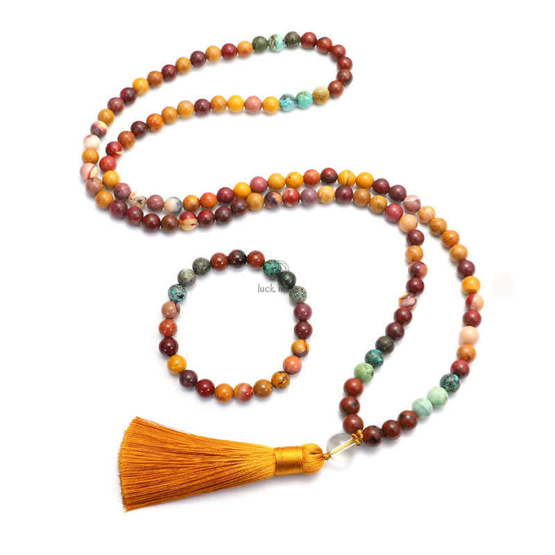 Luck Muse 108 Mala Beads for Emotional Growth Bracelet with Tassel Necklace Pendant - Image 12