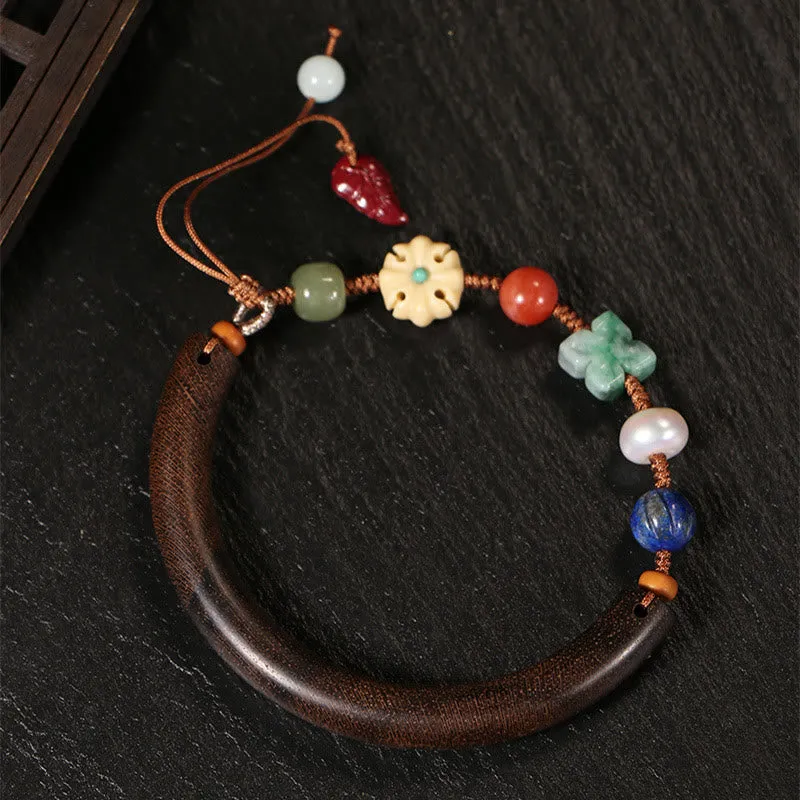 Luck Muse Agarwood Lazurite Pearl Hetian Jade Crystal Charm Bracelet