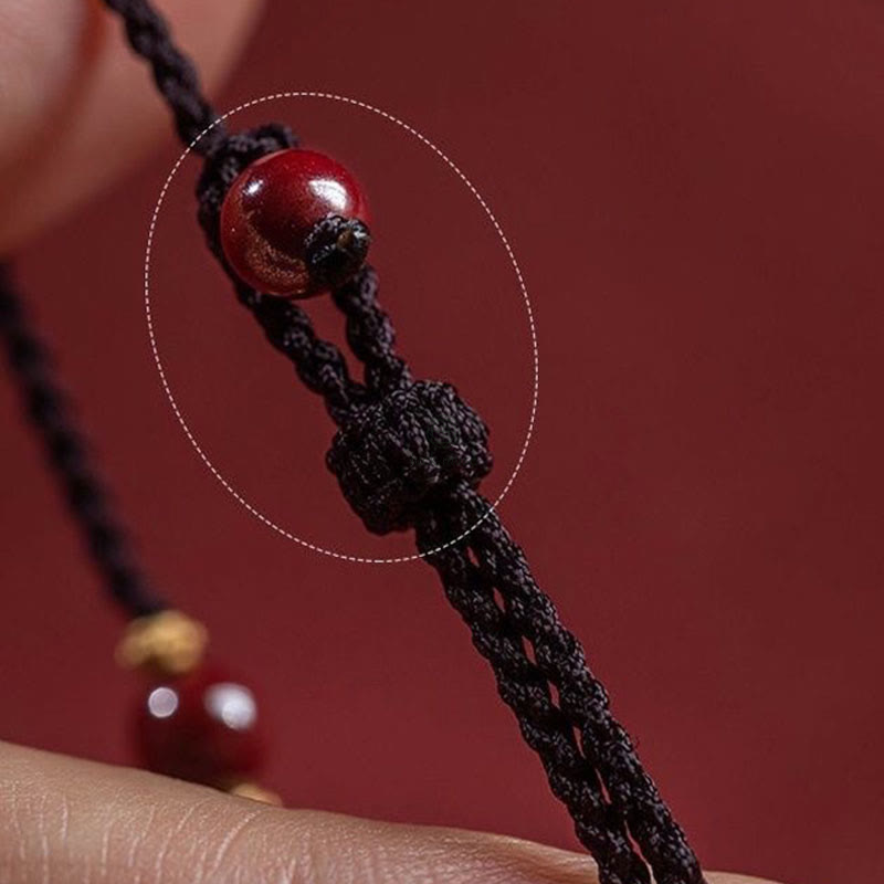 Braided Cinnabar Bead Bracelet with Fu Character Charm by Luck Muse Shop - Image 4