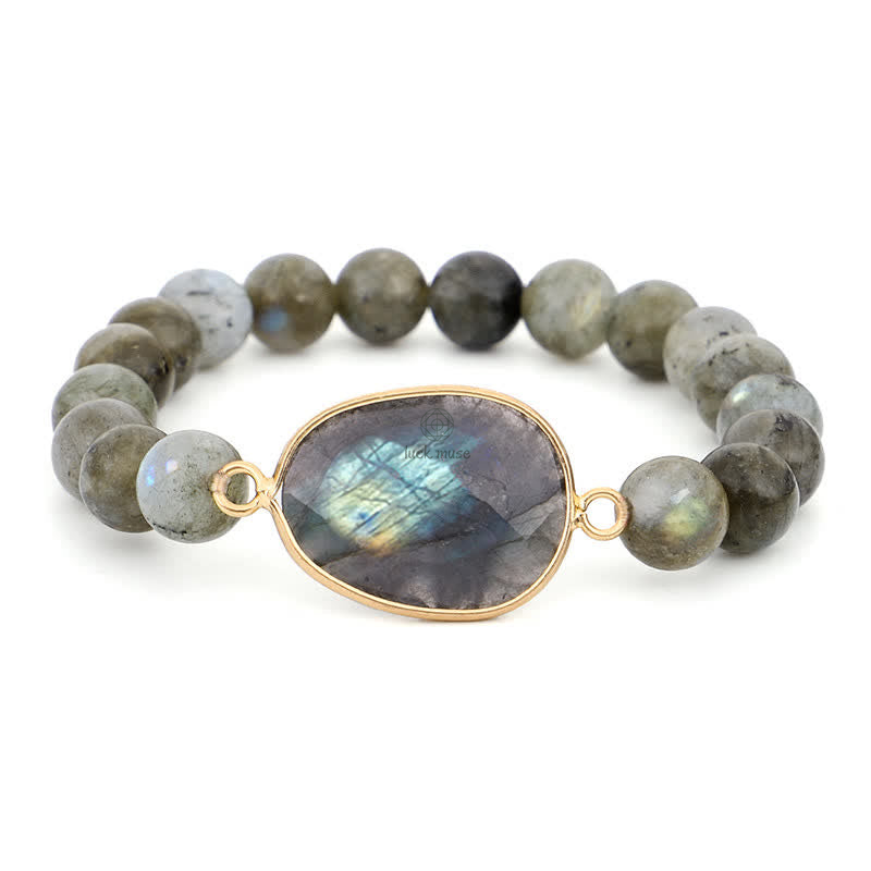Clear Healing Beaded Bracelet with Labradorite and Moonstone - Image 10