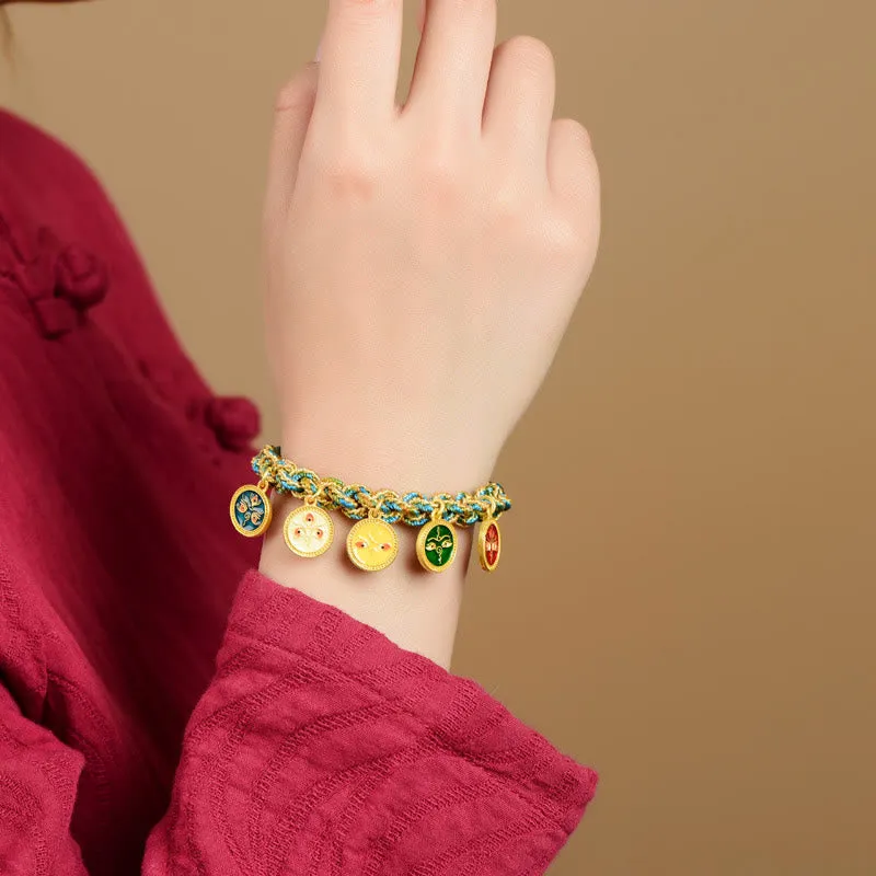 Tibetan Five Wealth & Luck Handcrafted Braid String Bracelet from Luck Muse Shop - Image 4