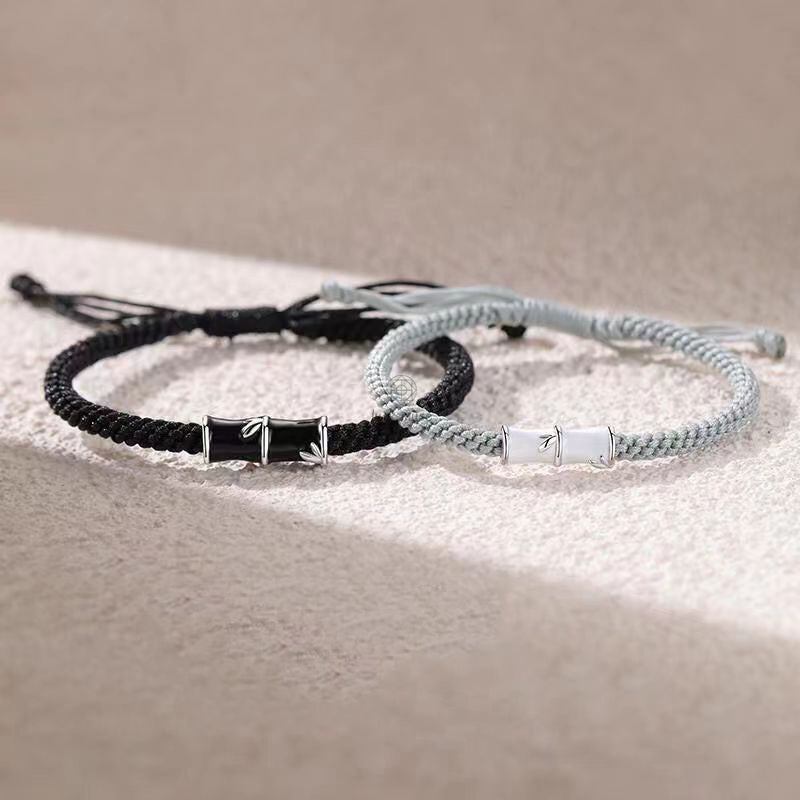 Bamboo Pattern Healing Couple Bracelet with Luck Muse