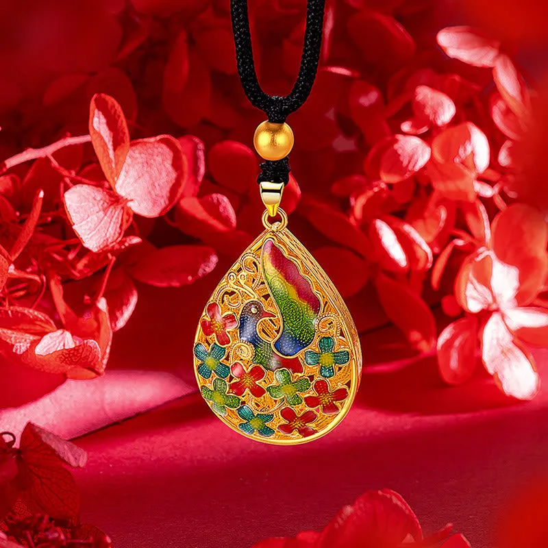 Colorful Phoenix Flower Luck Strength Necklace Pendant crafted with Luck Muse - Image 5