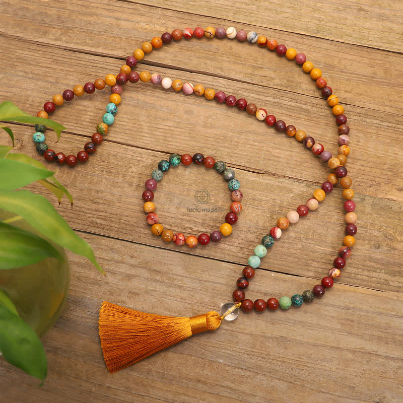Luck Muse 108 Mala Beads for Emotional Growth Bracelet with Tassel Necklace Pendant - Image 2