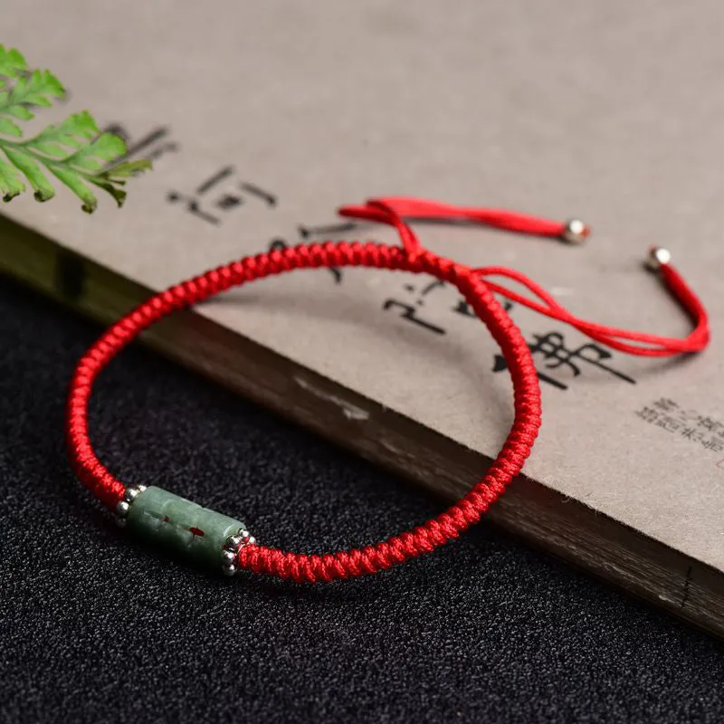 Natural Jade Lucky Red String Bracelet - Image 3