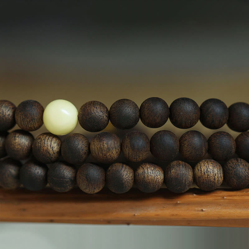 Luck Muse 999 Gold Tarakan 108 Mala Beads Bracelet with Agarwood & Amber for Evil Spirits Protection - Image 20