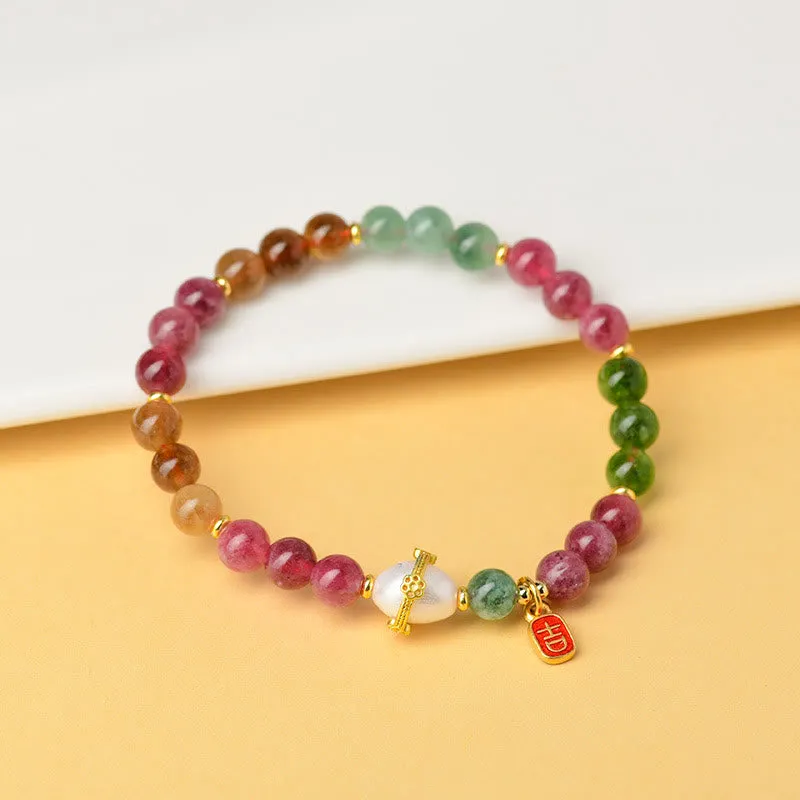 Luck Muse Multicolored Tourmaline Pearl Charm Bracelet - Image 4