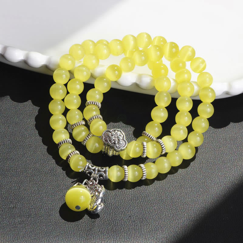 Luck Muse Cat's Eye Pixiu Triple Wrap Bracelet - Energizing Support - Image 13