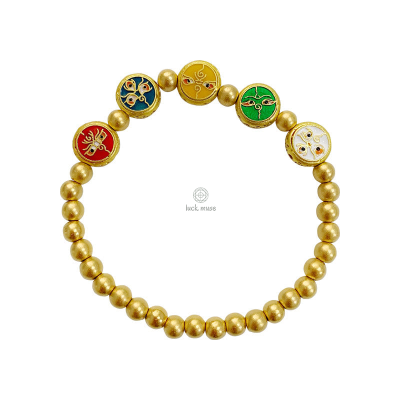 Tibetan Five Wealth Deities Copper Beads Bracelet - Image 11