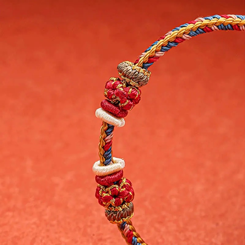 Handmade Dunhuang Color Samsara Knot Luck Reincarnation Knot Braid String Bracelet - Image 4