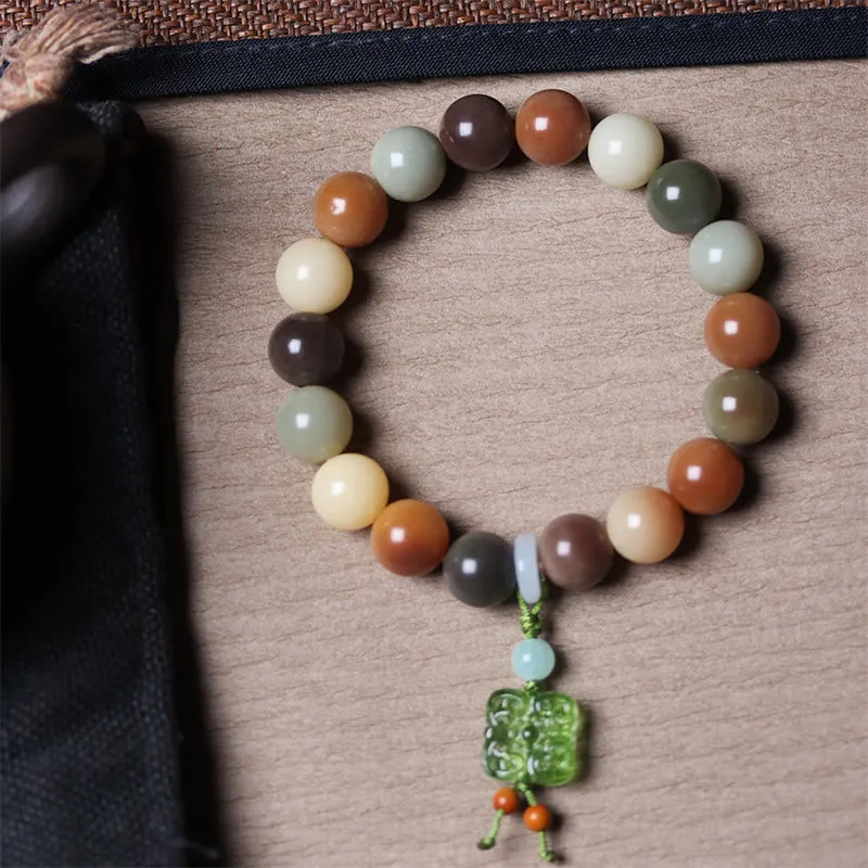 Multicolored Gradient Bodhi Seed and Liuli Glass Charm Bracelet infused with Luck Muse for Peace - Image 13