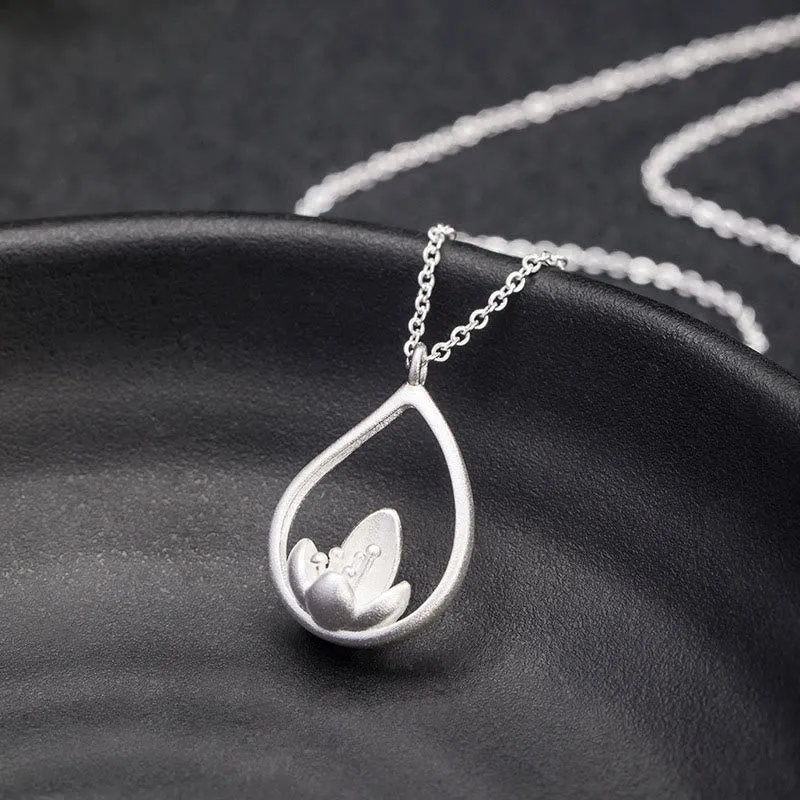 Buddha Lotus Flower 925 Sterling Silver Necklace Pendant for Enlightenment - Image 4