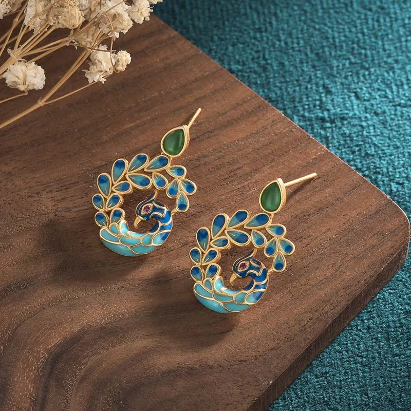 Luck Muse White Peacock Green Agate Earrings for Good Fortune - Image 4