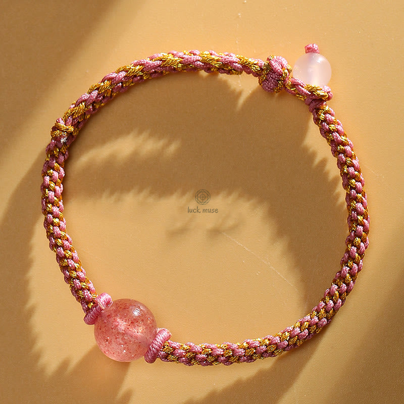 Handmade Natural Stone Bracelet with Red Agate, Amethyst, Rutilated Quartz, Pink Crystal Beads - Image 28