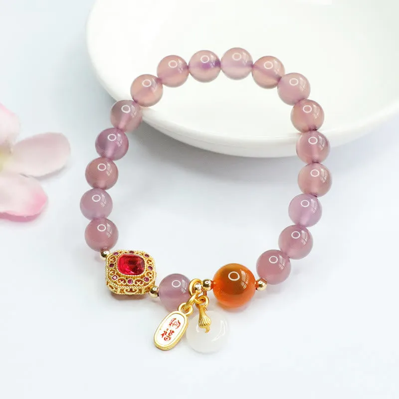 Natural Purple Chalcedony and Agate Harmony Charm Bracelet - Image 3