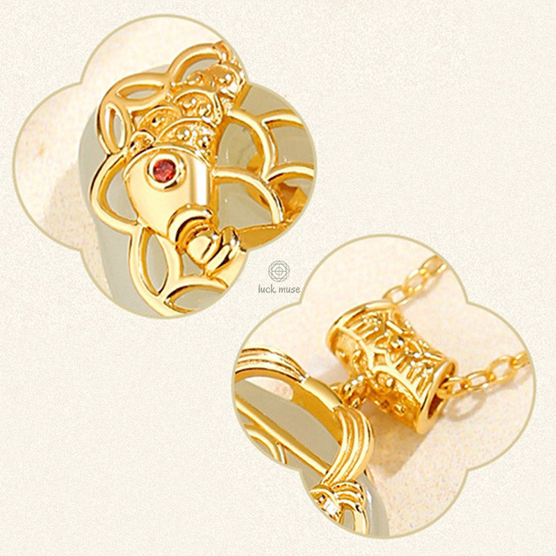 Luck Muse 925 Sterling Silver Hetian Jade Koi Fish Wealth Necklace - Image 8