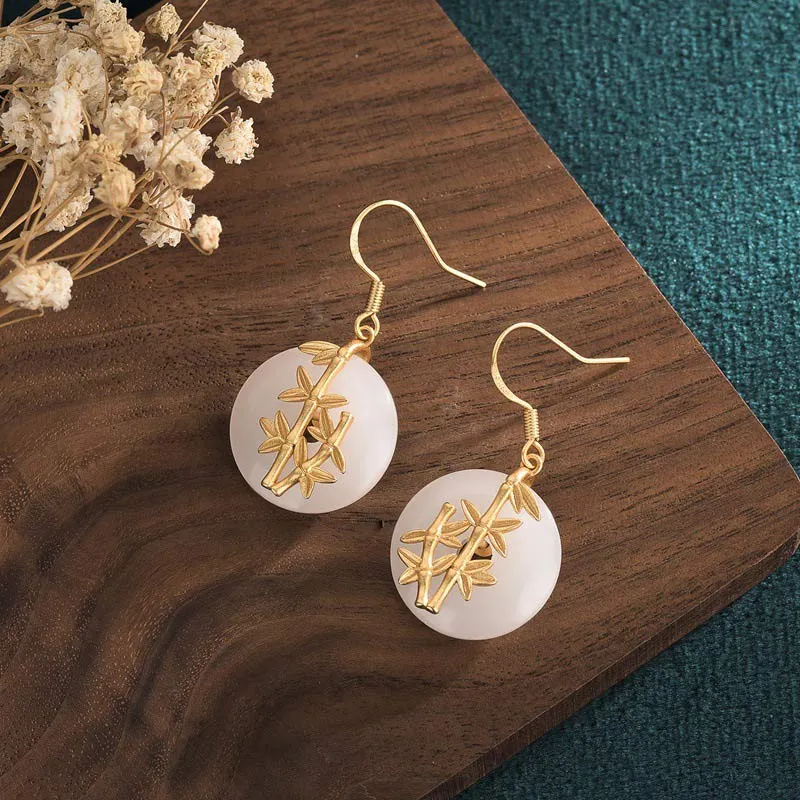 Luck Muse FengShui White Jade Lucky Earrings - Image 3