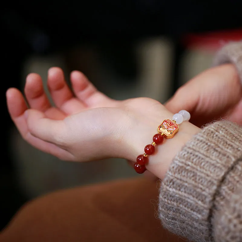 Red Agate and White Agate Healing Bracelet for Strength - Image 5