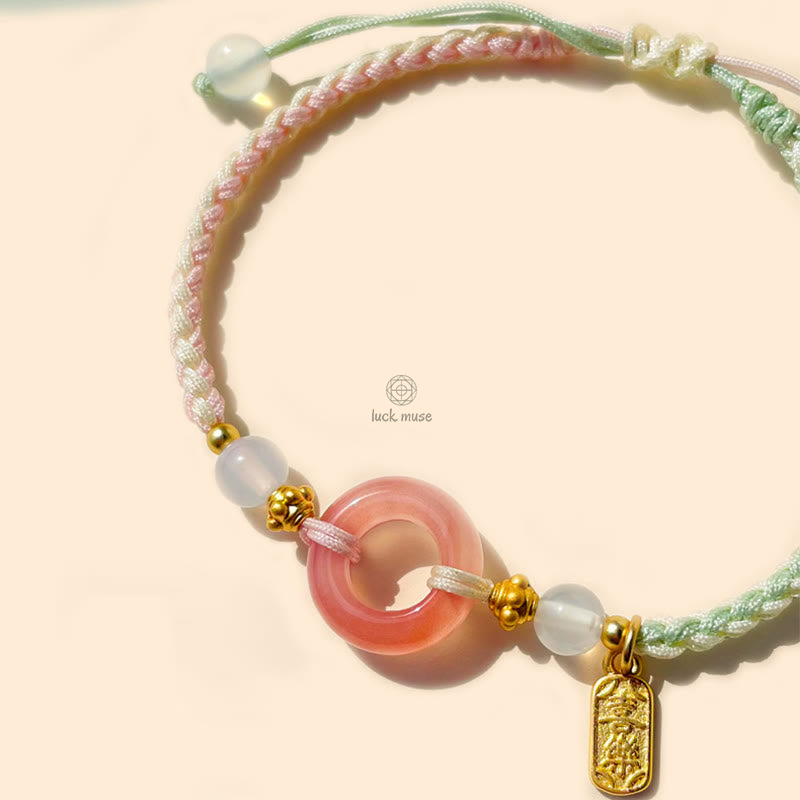 Luck Muse Peace and Joy Agate Bracelet with Auspicious Handmade Braided Buckle - Image 10