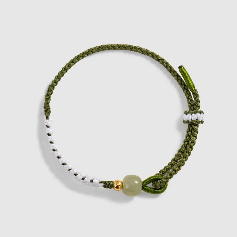 Braided Rope Bracelet with Hetian Jade Bead and 925 Sterling Silver Luck Muse for Luck - Image 4
