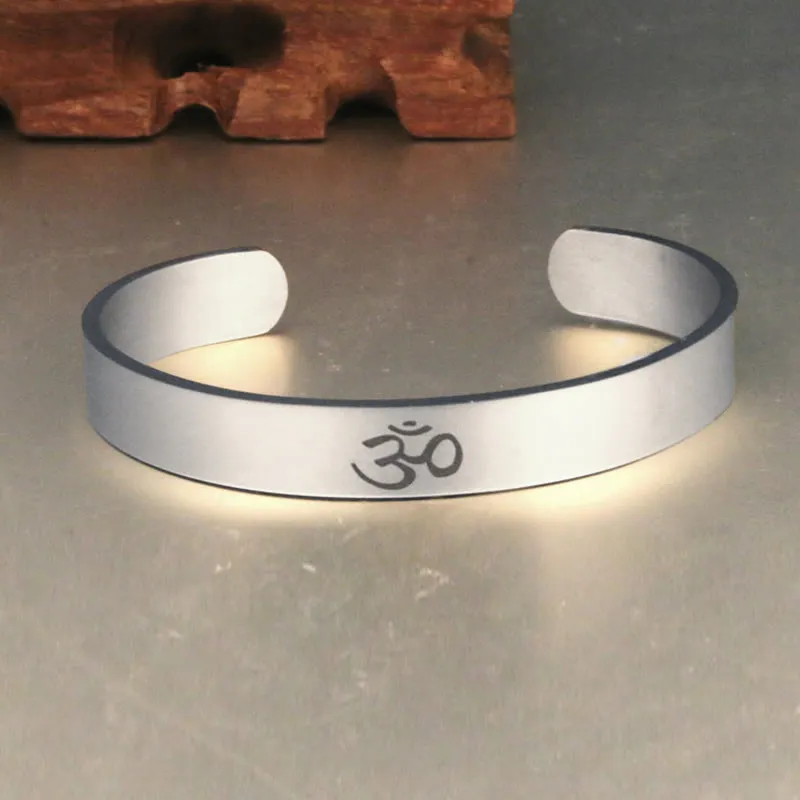Tibetan OM Symbol Mindfulness Cuff Bracelet with Luck Muse - Image 4