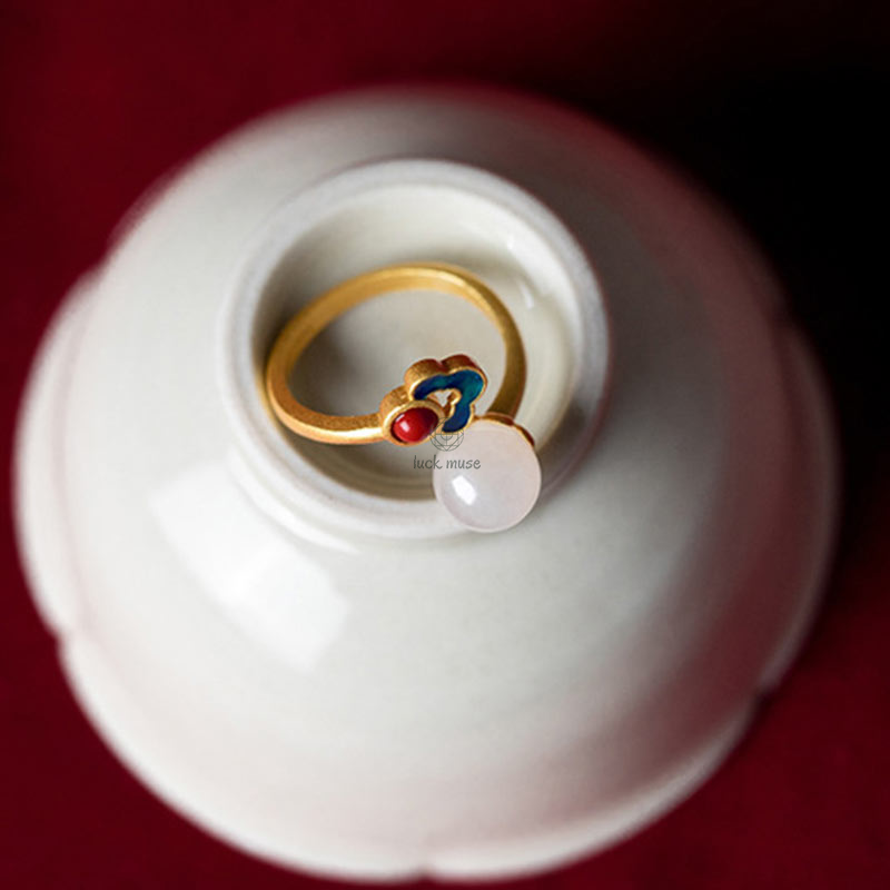 White Jade Cloud Blessing Ring for Good Luck - Image 8