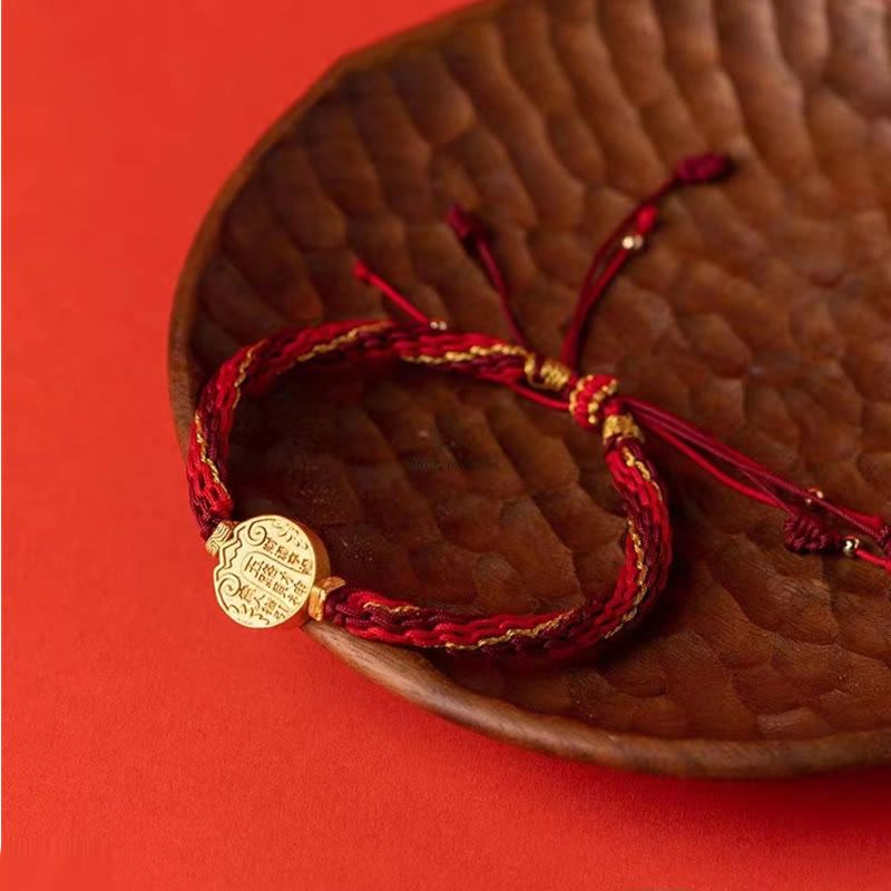 Luck Muse Five Directions Wealth Gods Handmade Reincarnation Knot Protection String Braided Bracelet