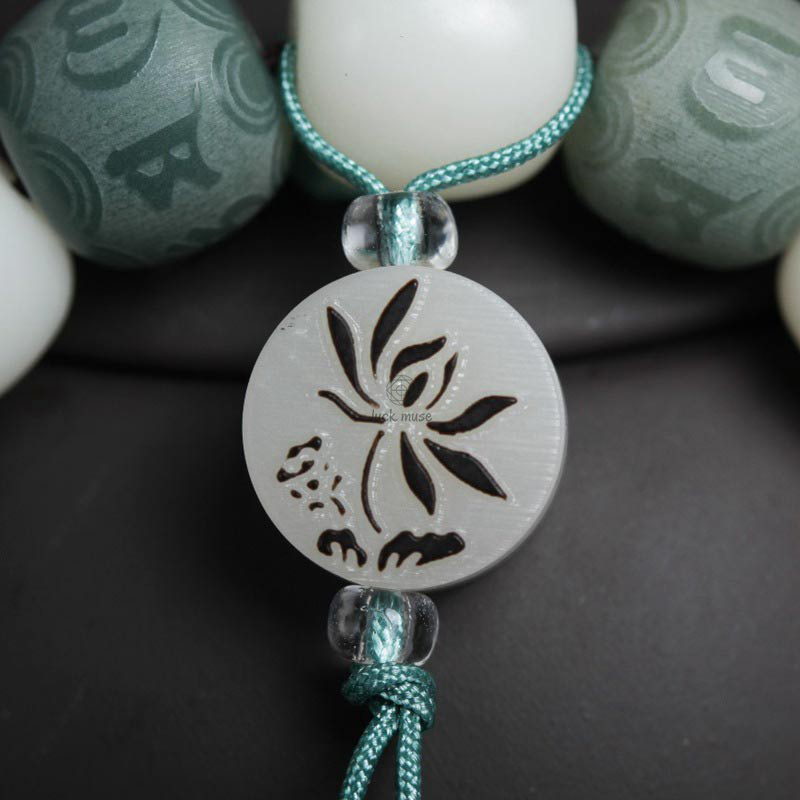 White Jade Bodhi Six True Words Protection Bracelet - Image 8
