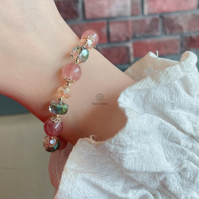 Natural Strawberry Quartz Crystal Bracelet - Image 14