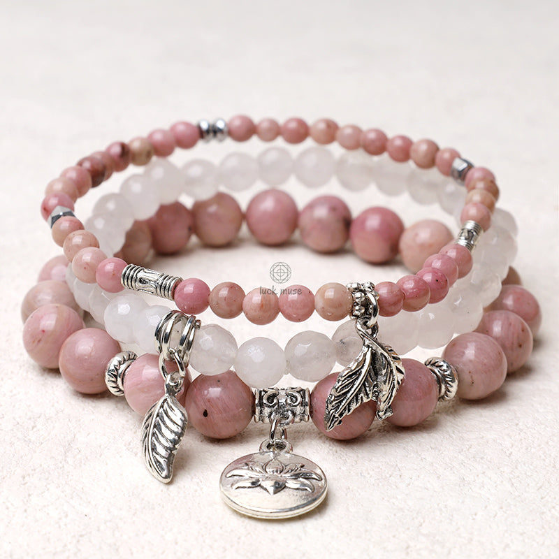 Luck Muse Natural Quartz Crystal Lotus Bracelet Set (3 Pieces) - Image 13